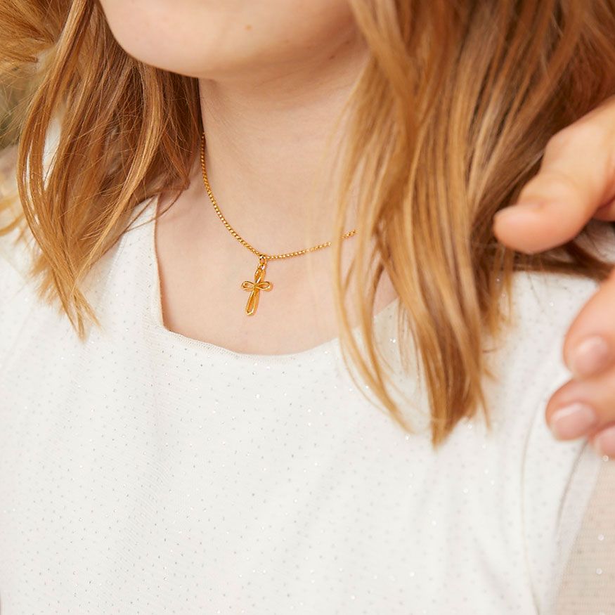 Gold Vermeil Cherish Signature Cross Necklace