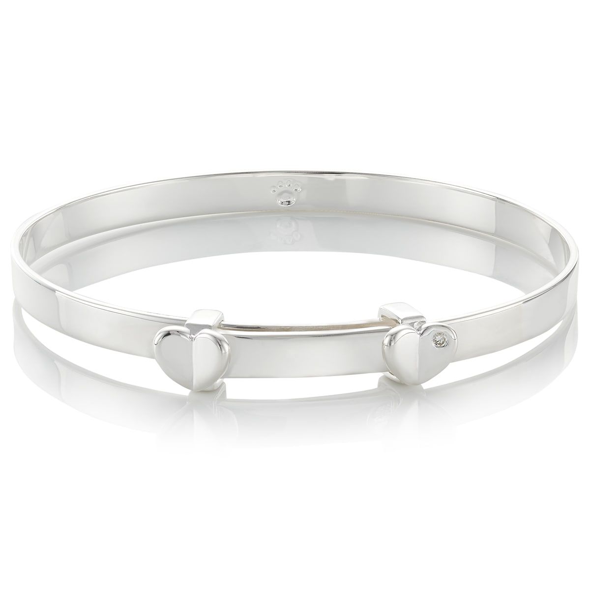 Silver Diamond Heart Christening Baby Bangle — Adored