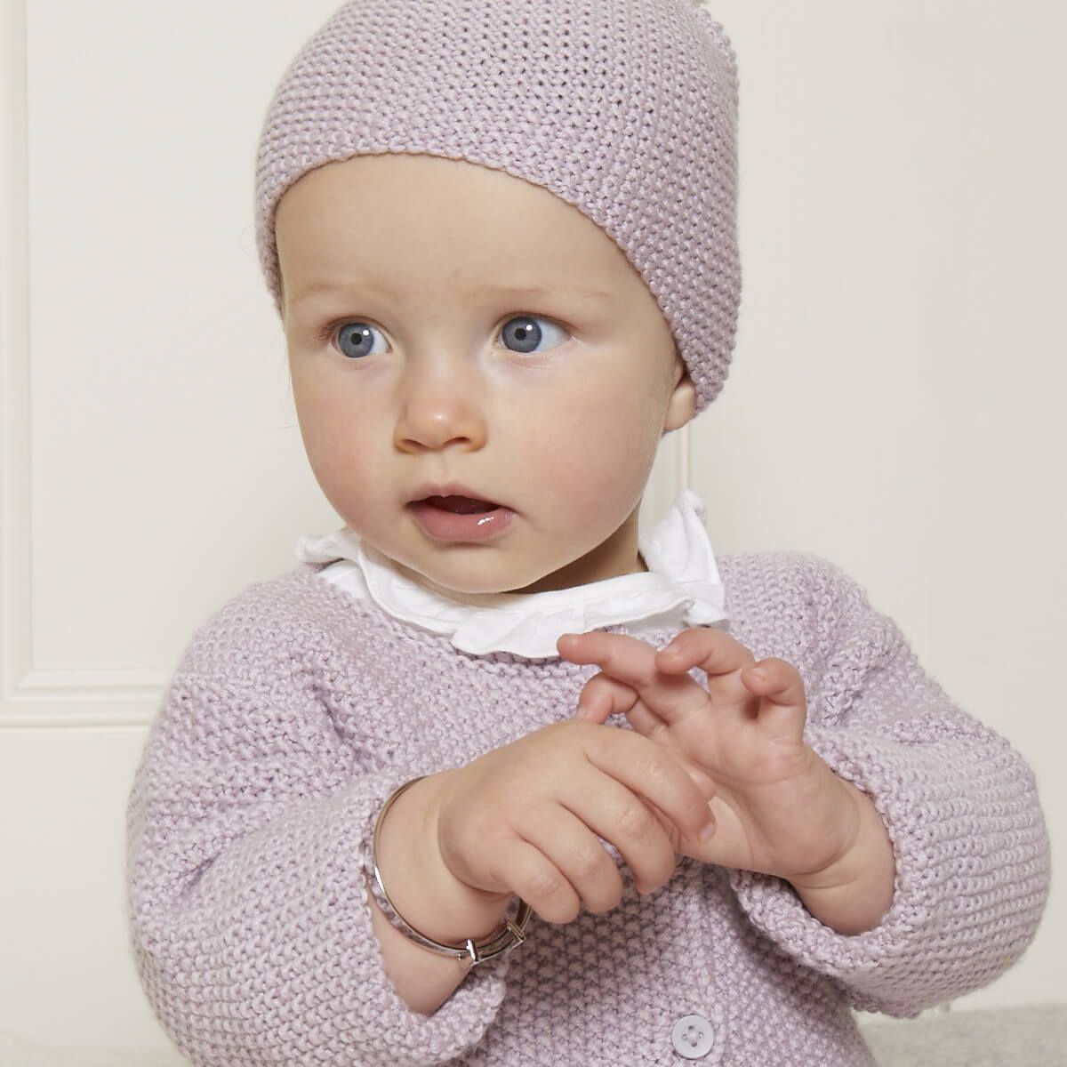 Silver Garnet Baptism Baby Bangle — January Birthstone