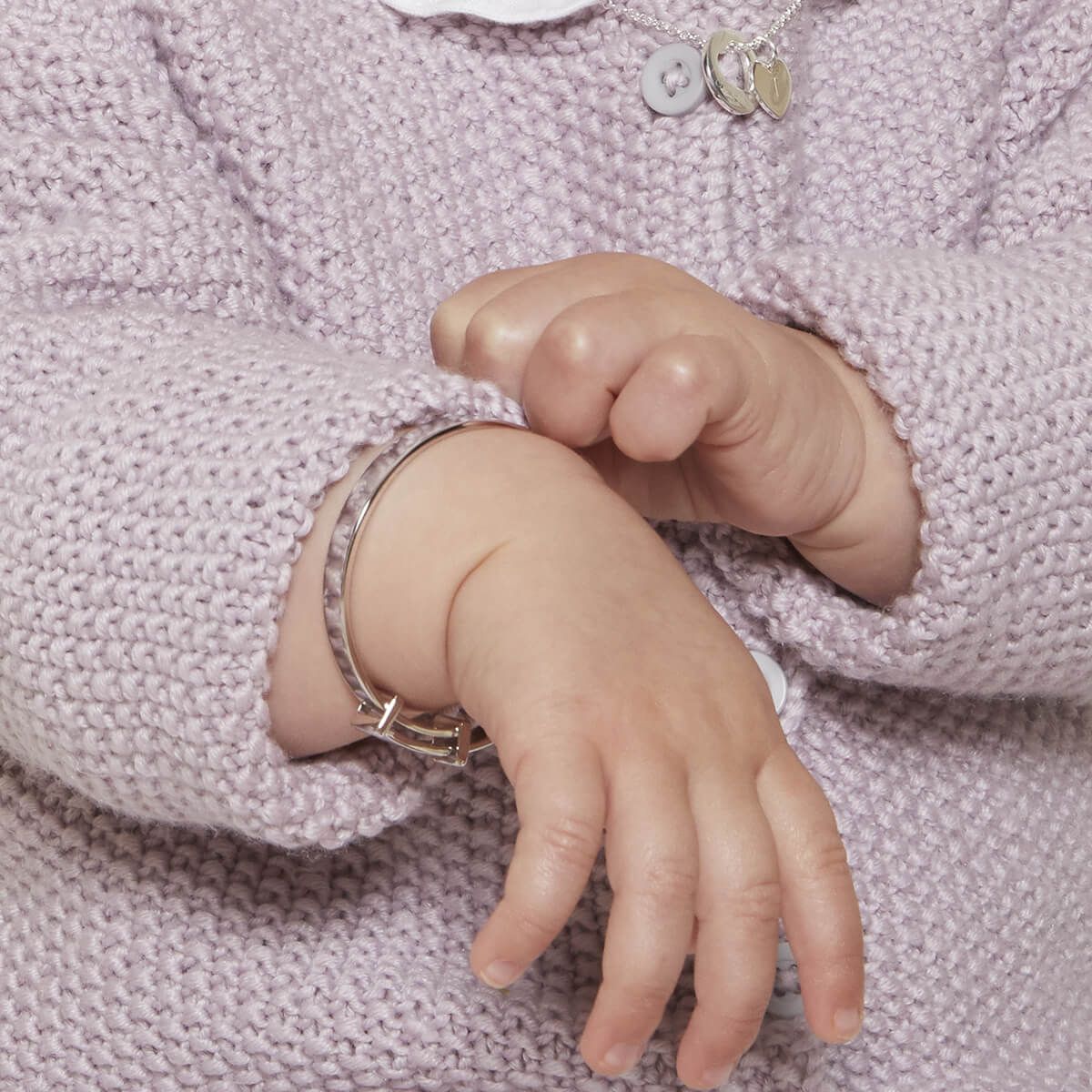 Silver Turquoise Baptism Baby Bangle — December Birthstone