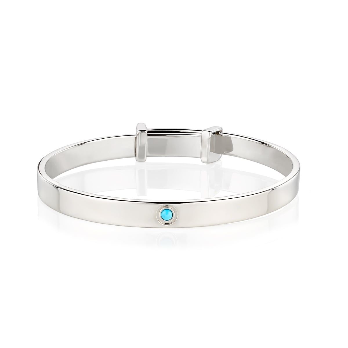 Silver Turquoise Christening Baby Bangle — December Birthstone