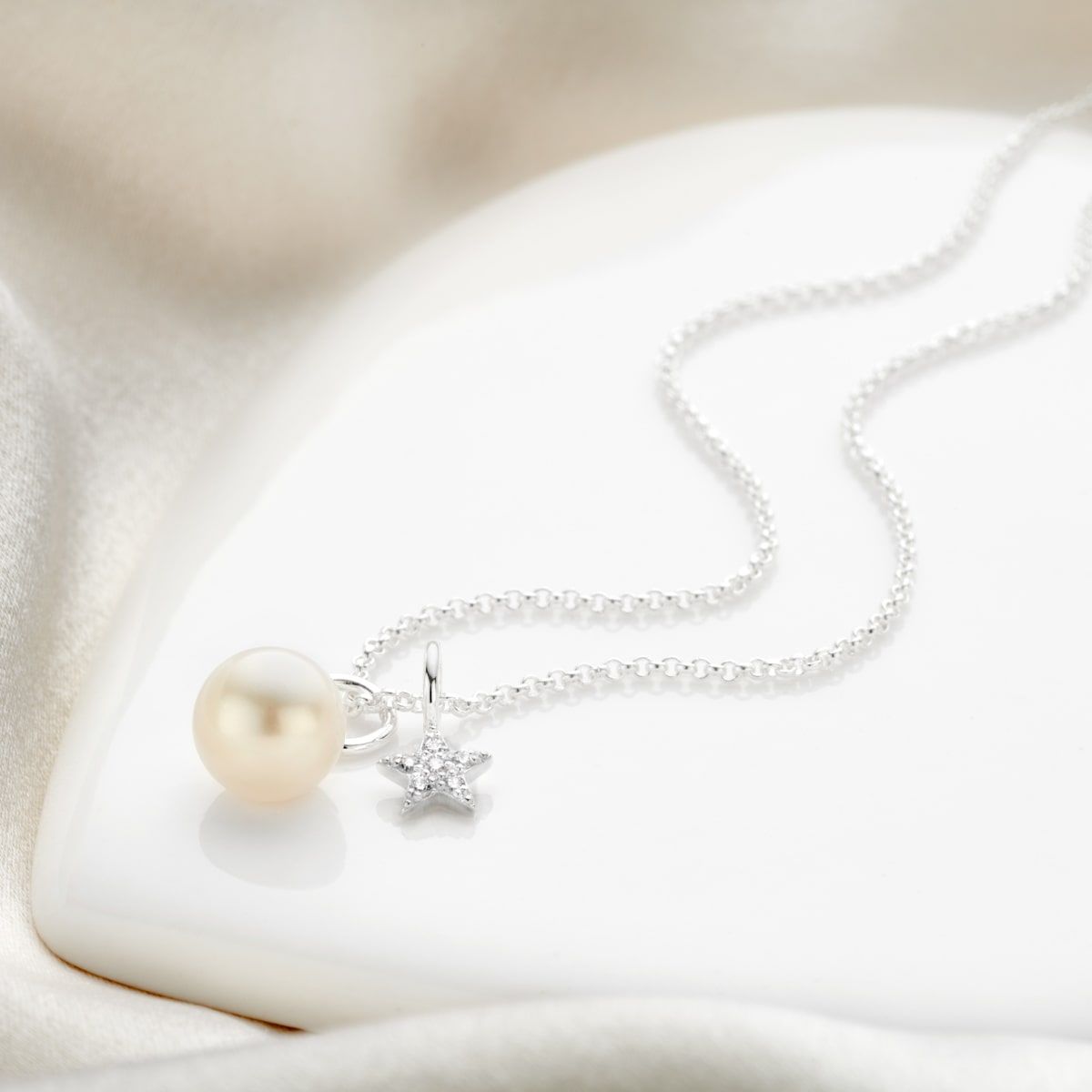 Heirloom Diamond Star and Pearl Necklace