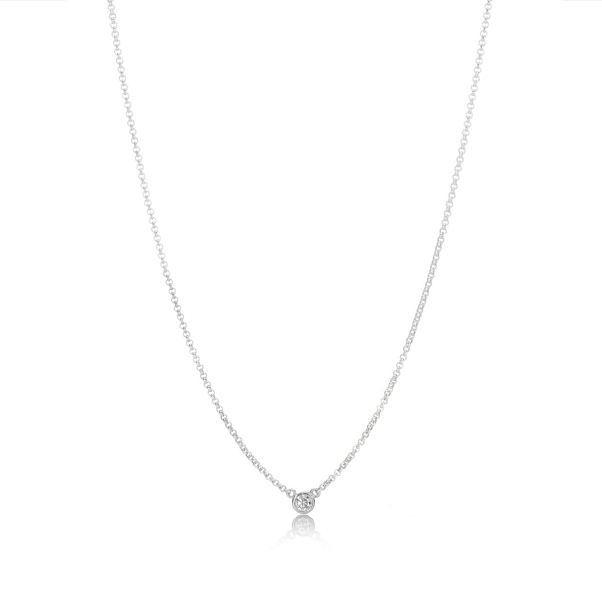 Heirloom Solitaire Diamond Silver Necklace