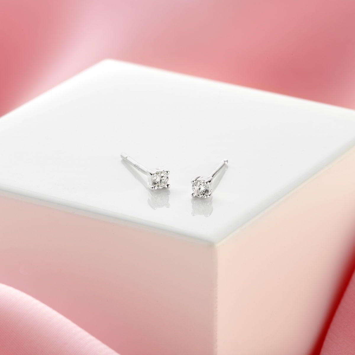 Heirloom Solitaire Diamond Silver Earrings