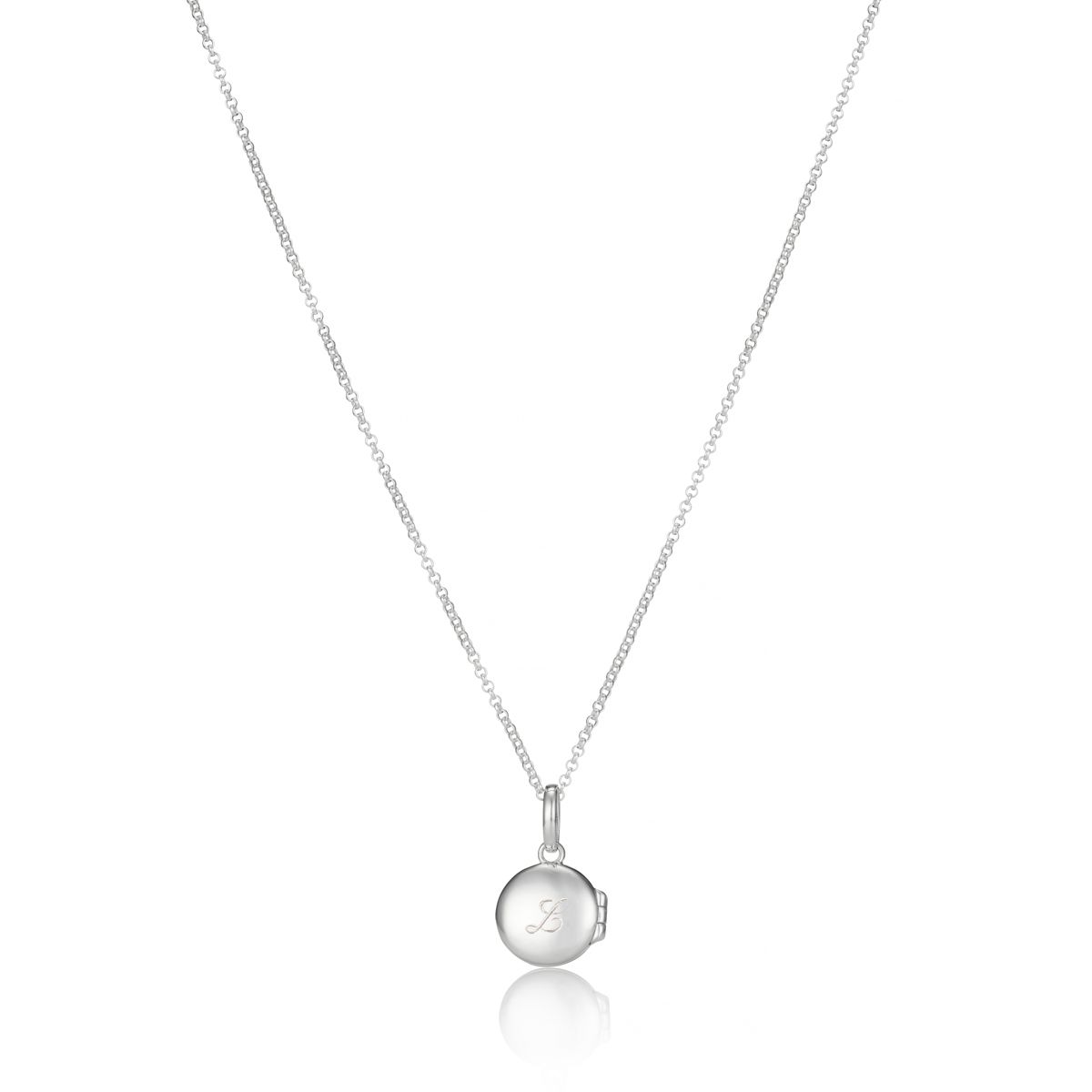 Sterling Silver Forever Diamond Small Round Locket Necklace