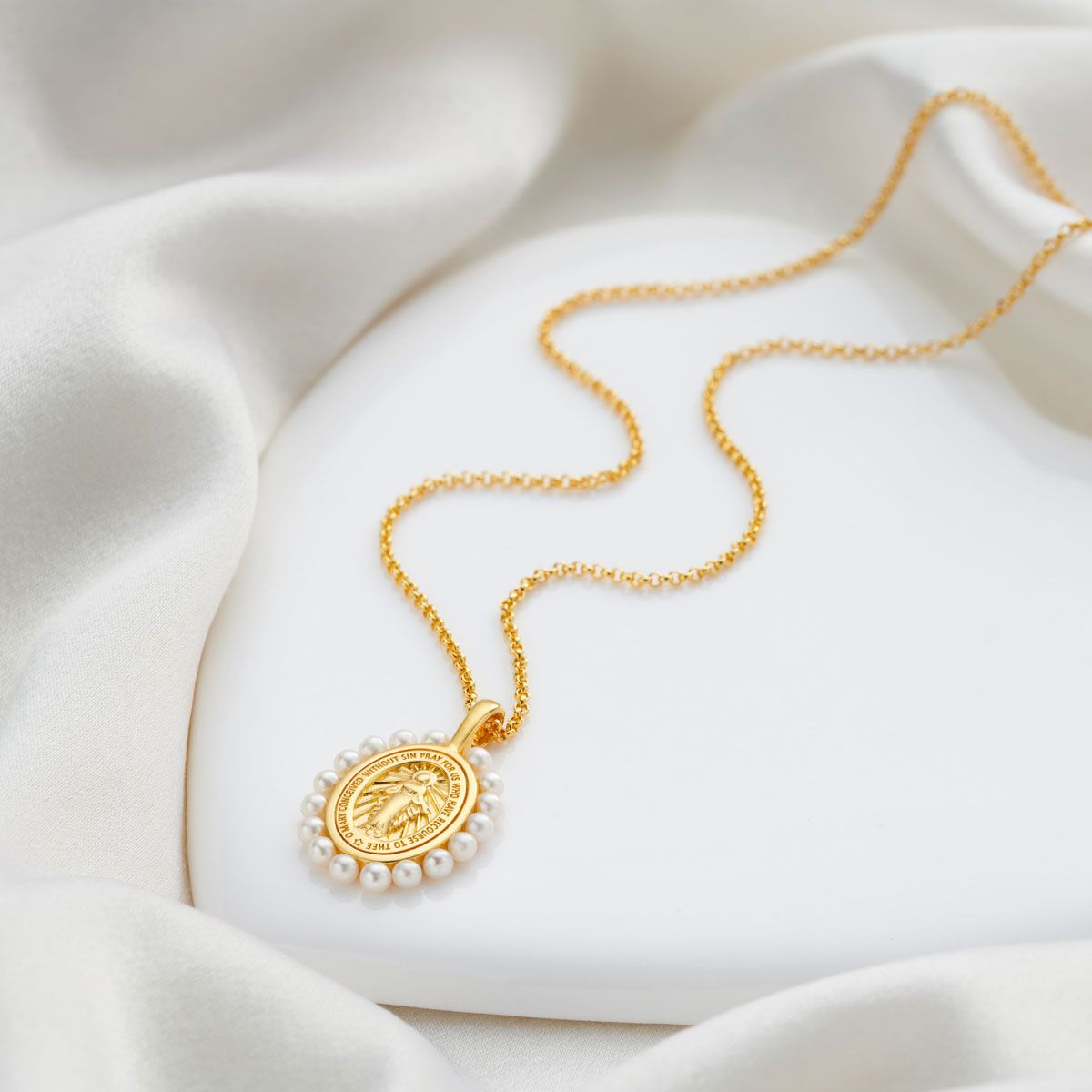 Gold Vermeil Freshwater Pearl Watch Over Me Necklace