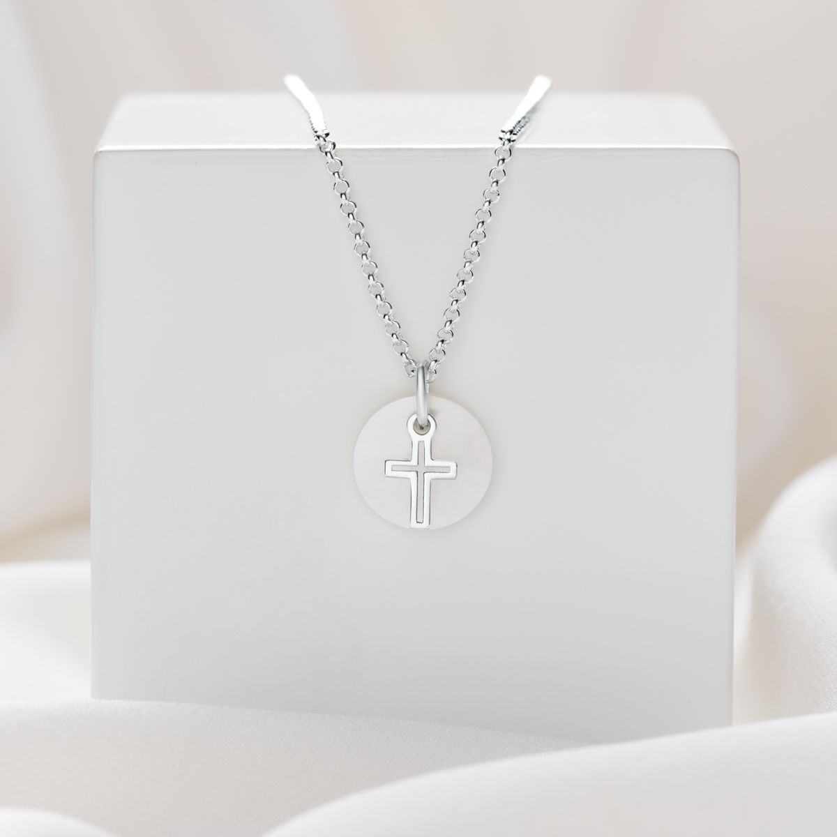 Sterling Silver Hope Open Cross Necklace