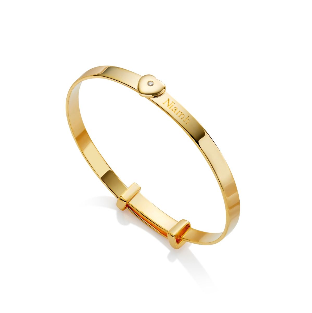 Gold Personalised Diamond Baby Bangle — Baby Love