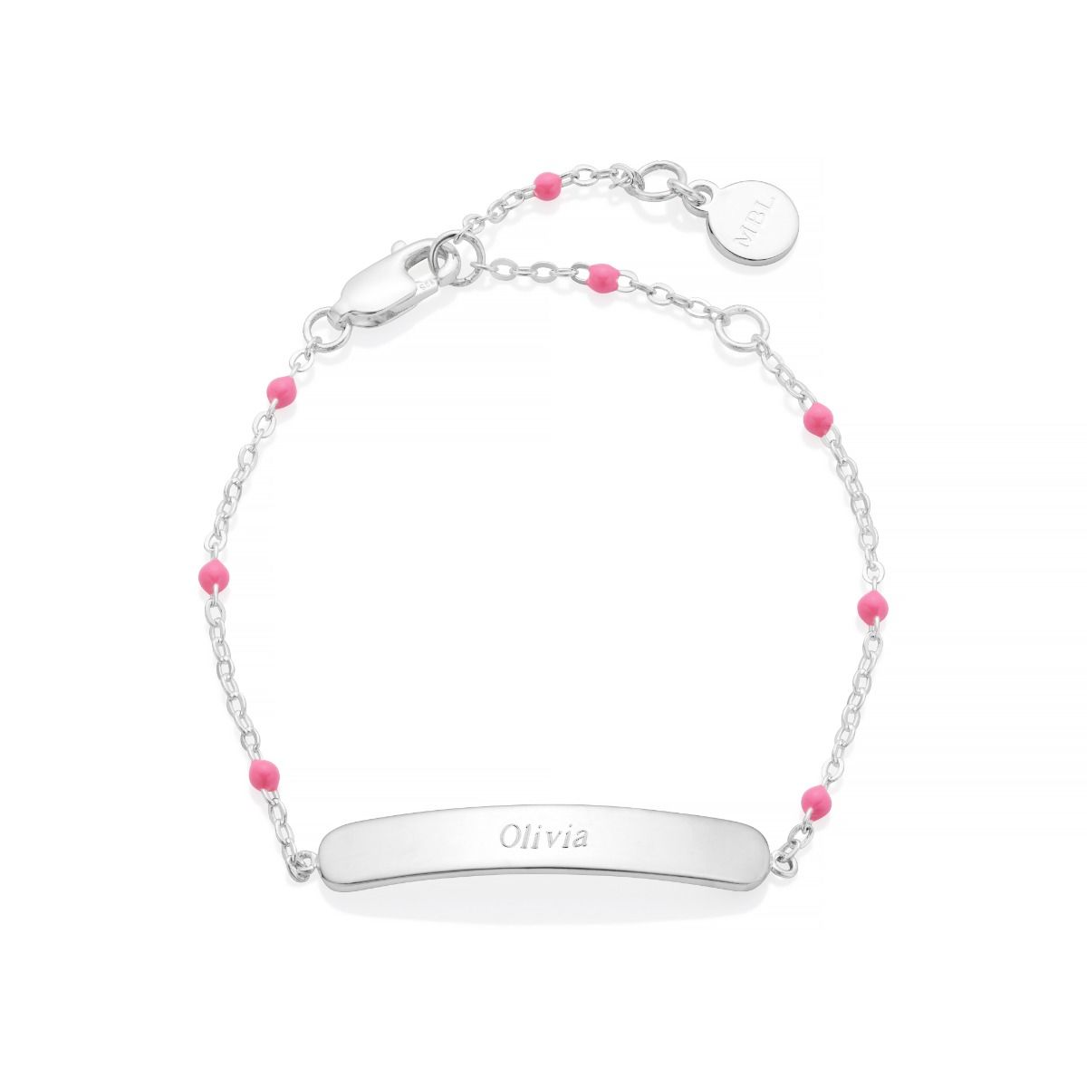 Little Treasure Pink Sterling Silver Identity Bracelet