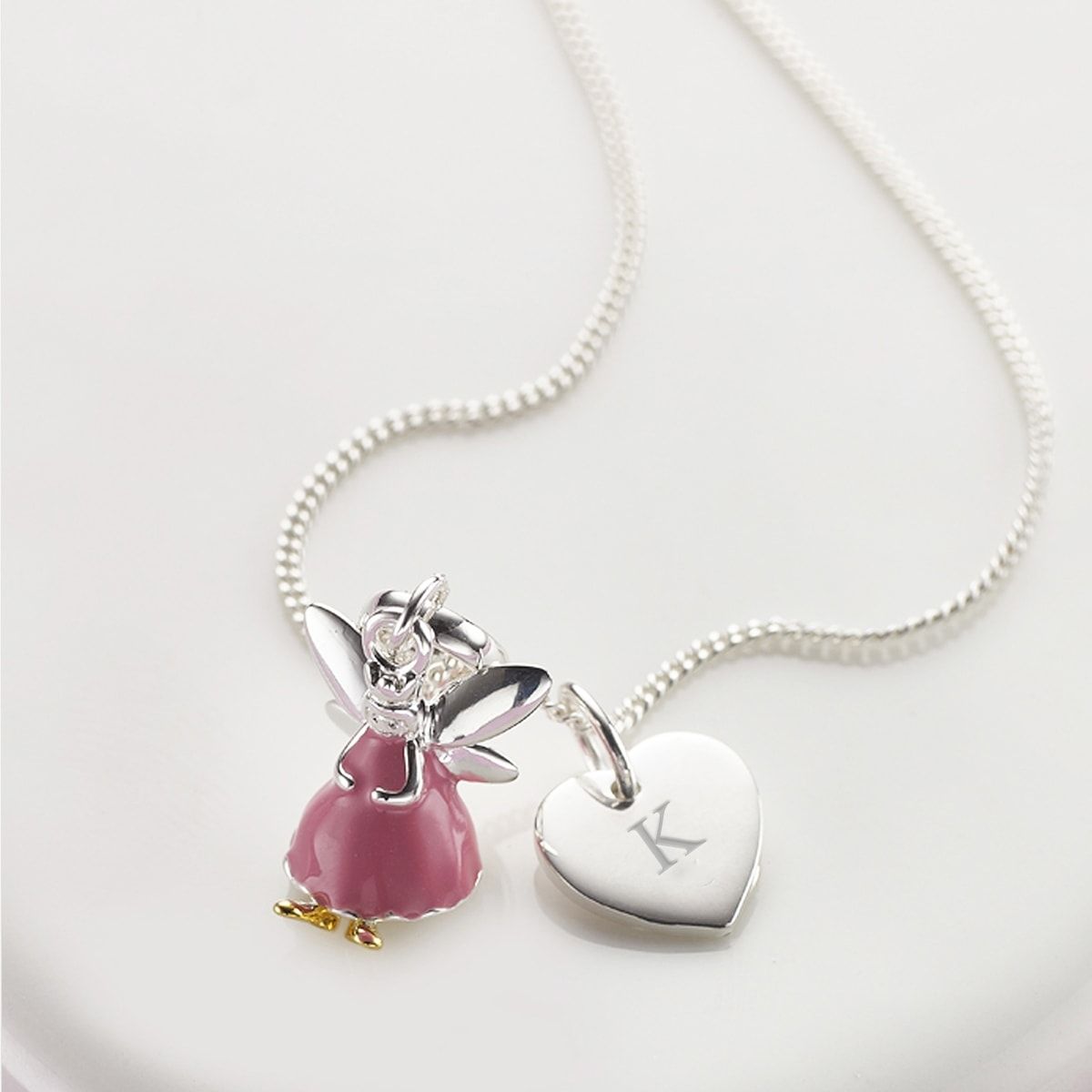 Personalised Pink Fairy Heart Necklace