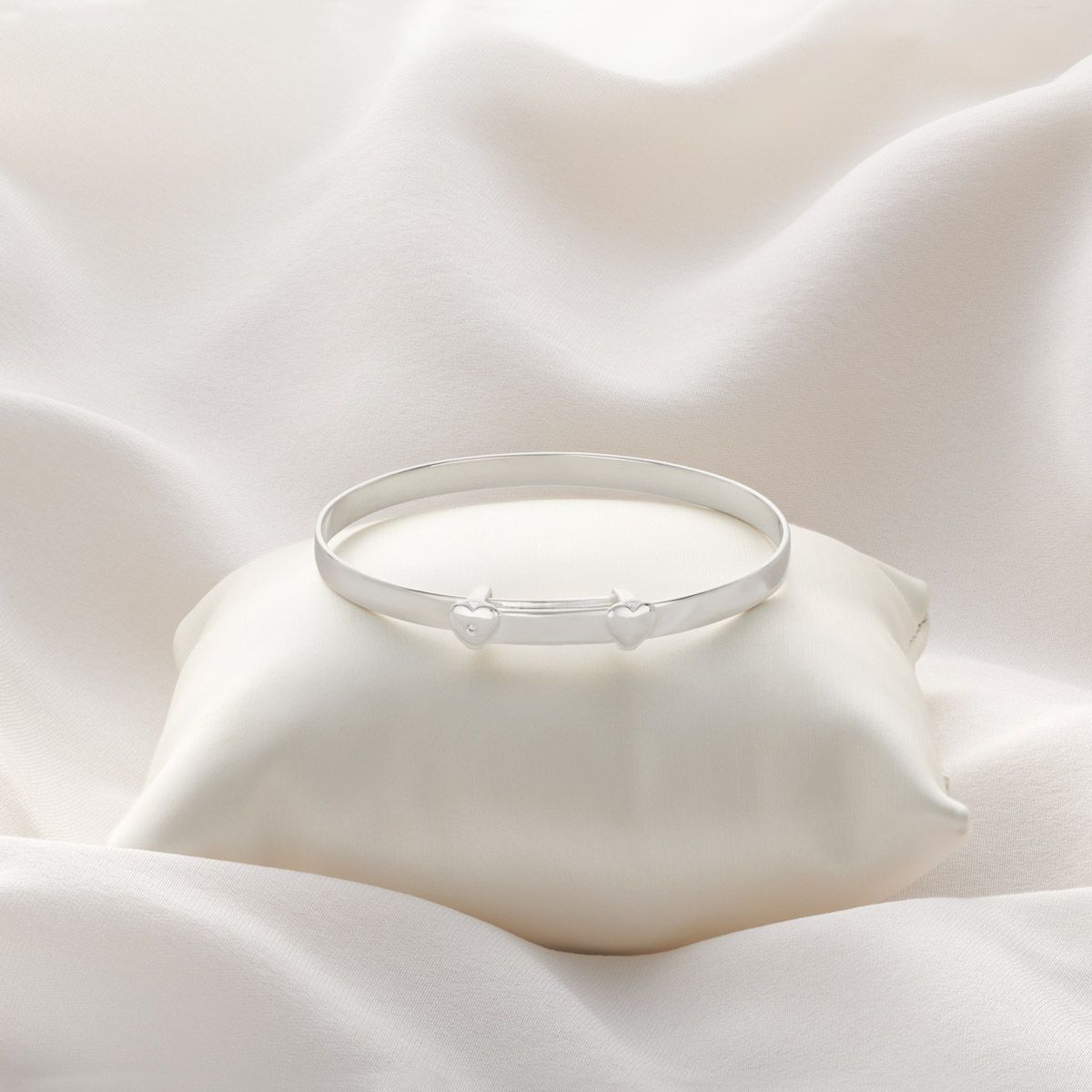 Silver Personalised Christening Baby Bangle — My First Diamond
