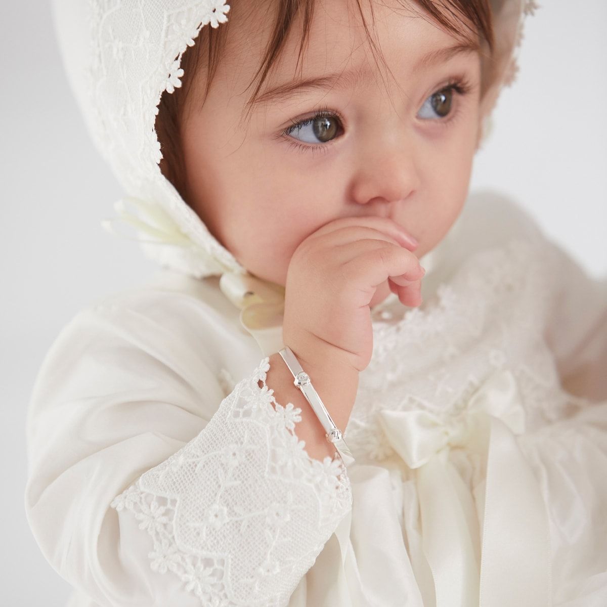 Silver Personalized Baptism Baby Bangle — My First Diamond