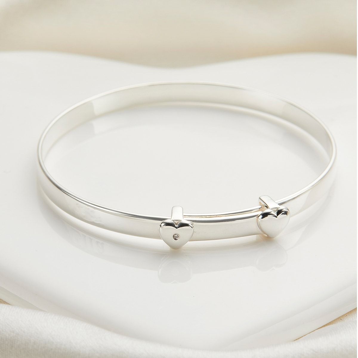 Silver Personalized Baptism Baby Bangle My First Diamond