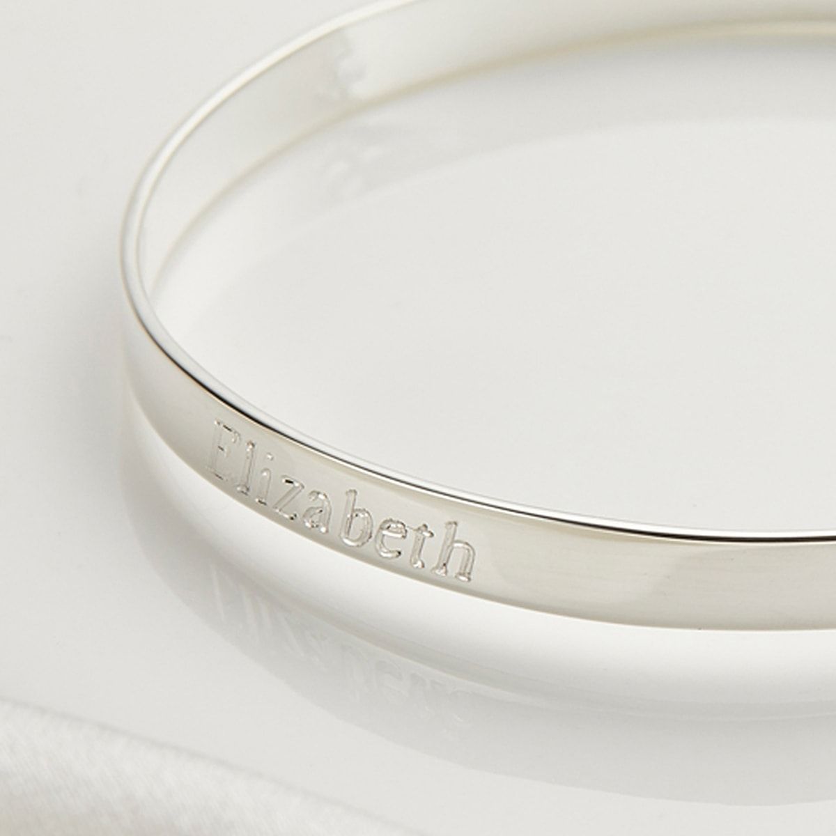 Silver Personalized Baptism Baby Bangle — My First Pearl 