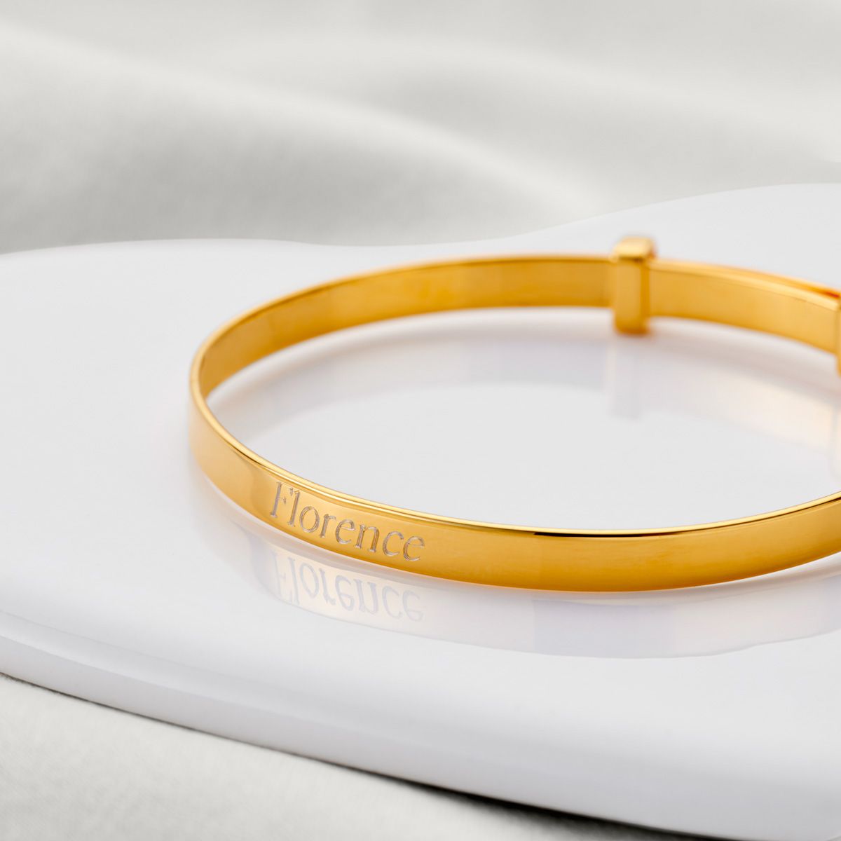 Gold Personalised Christening Baby Bangle — My First Diamond