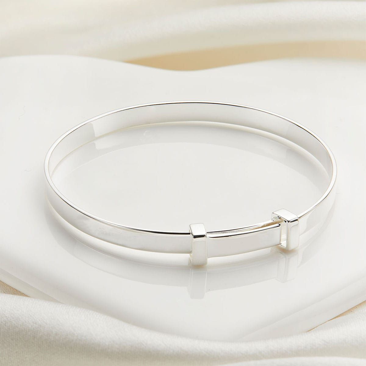 Silver Personalized Baptism Baby Bangle  — Signature