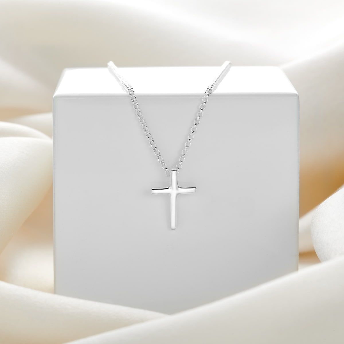 Silver faith cross necklace deals