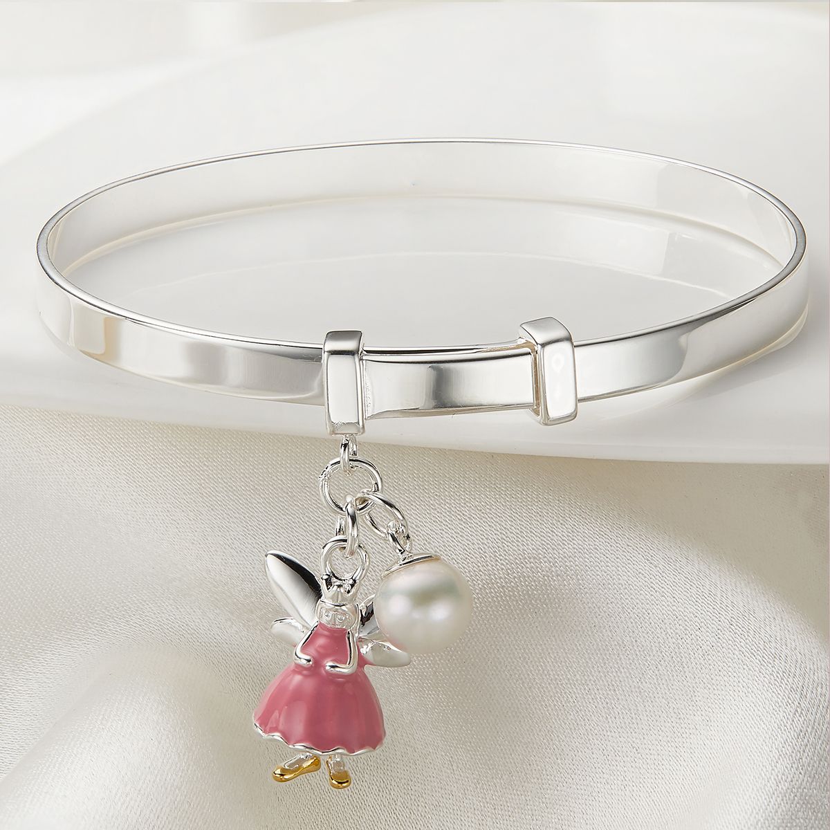 Silver Pink Fairy Baby Bangle — Fairy Wish