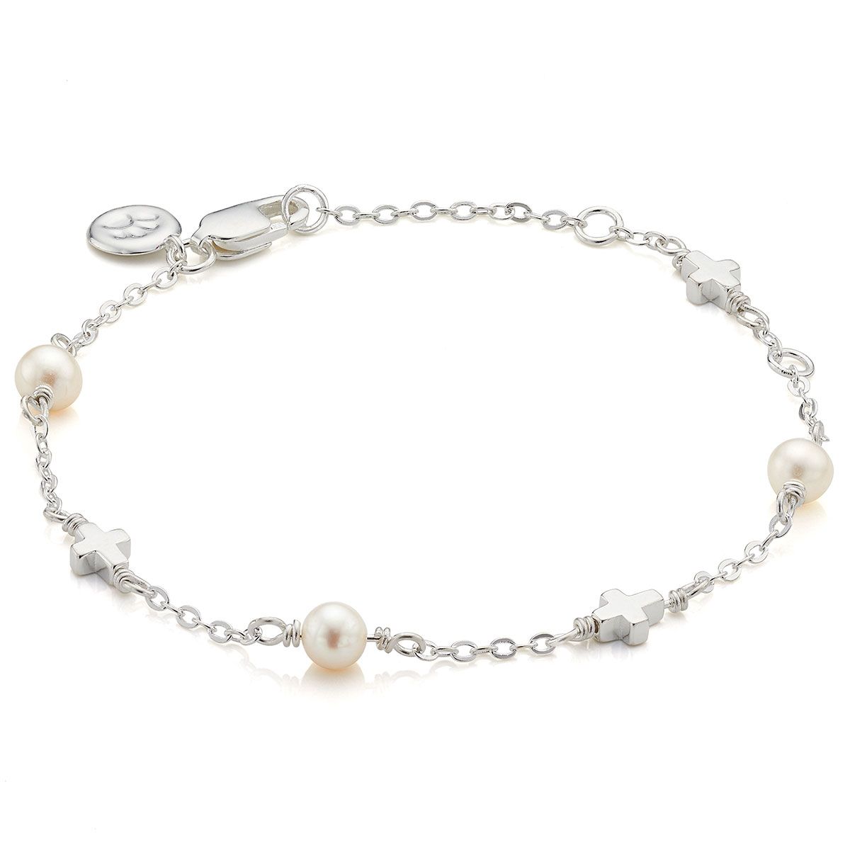 Pearl Station Cross Bracelet