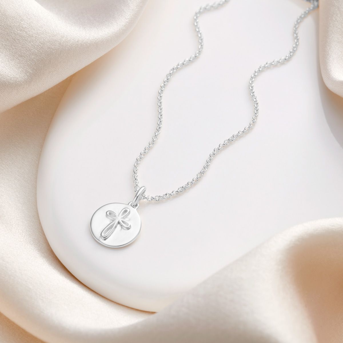 Personalised Sterling Silver Cherish Disc Necklace