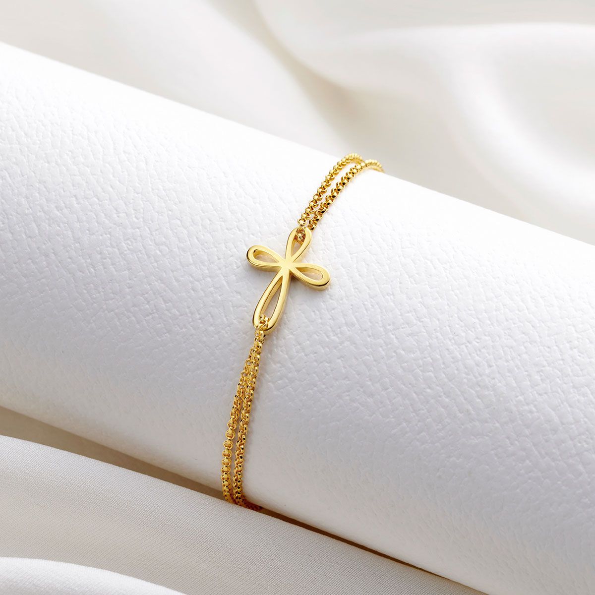 Gold Vermeil Cherish Signature Cross Bracelet