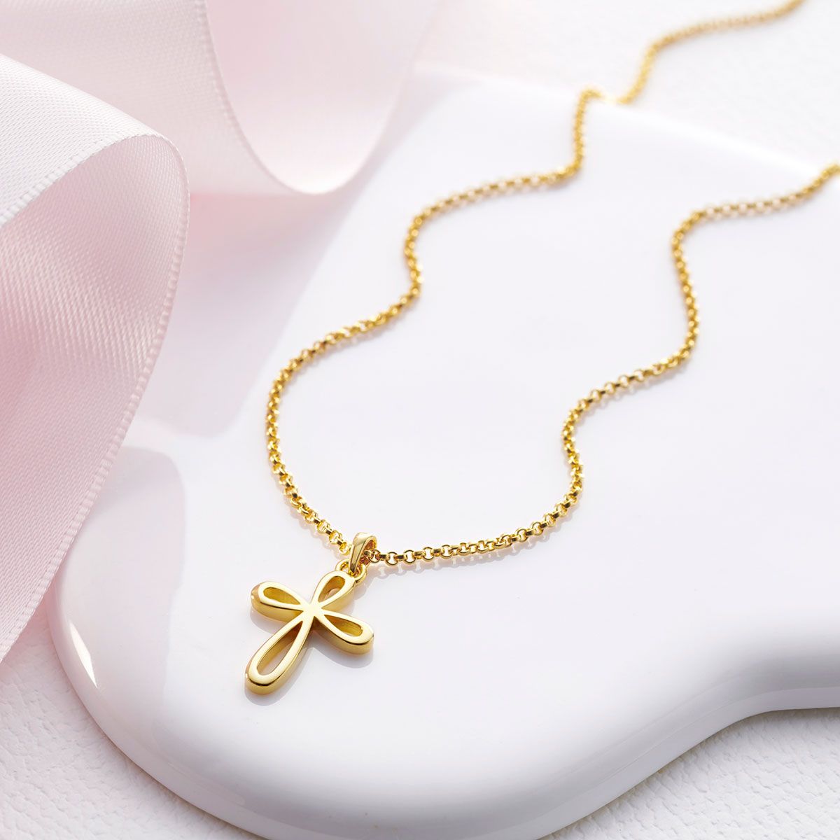 Gold Vermeil Cherish Signature Cross Necklace