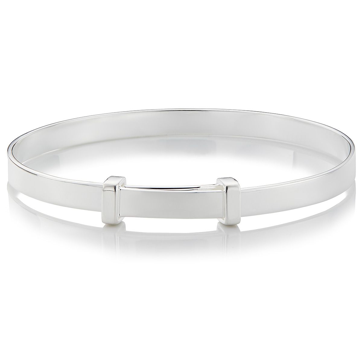 Silver Personalized Baptism Baby Bangle — Signature