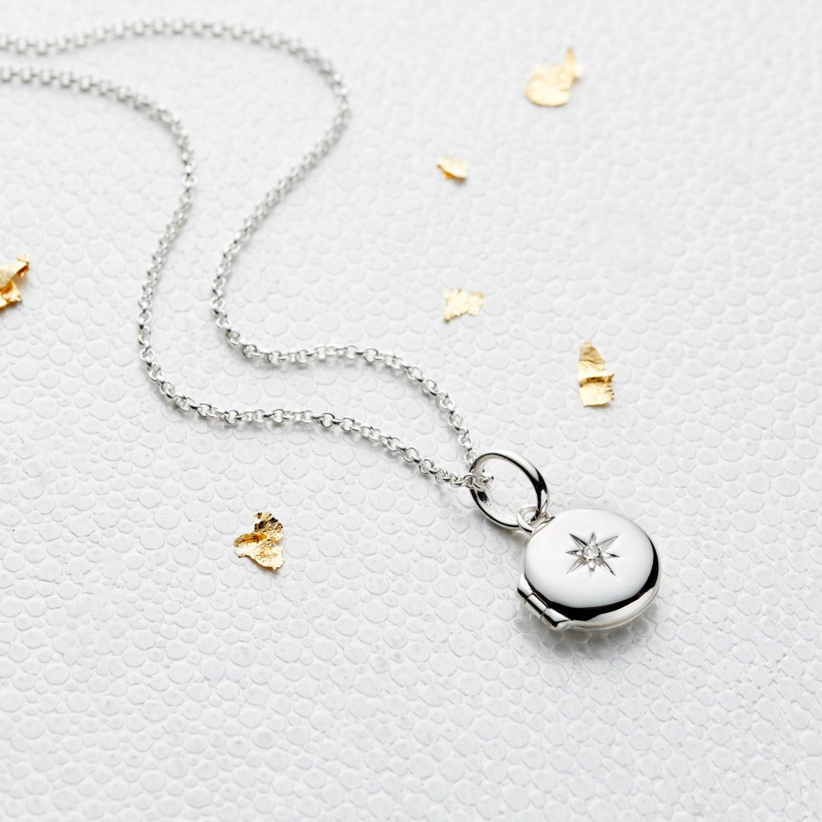 Sterling Silver Forever Diamond Small Locket Necklace