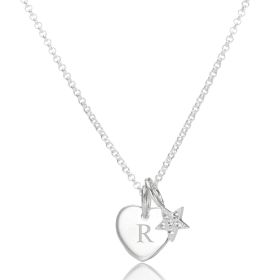 Personalised Celeste White Topaz Star & Heart Necklace