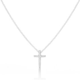 Faith Diamond Rounded Cross Necklace