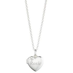 Personalised Large Heart Diamond Locket Necklace