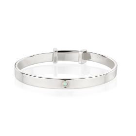 Birthstone Christening Bangle - October