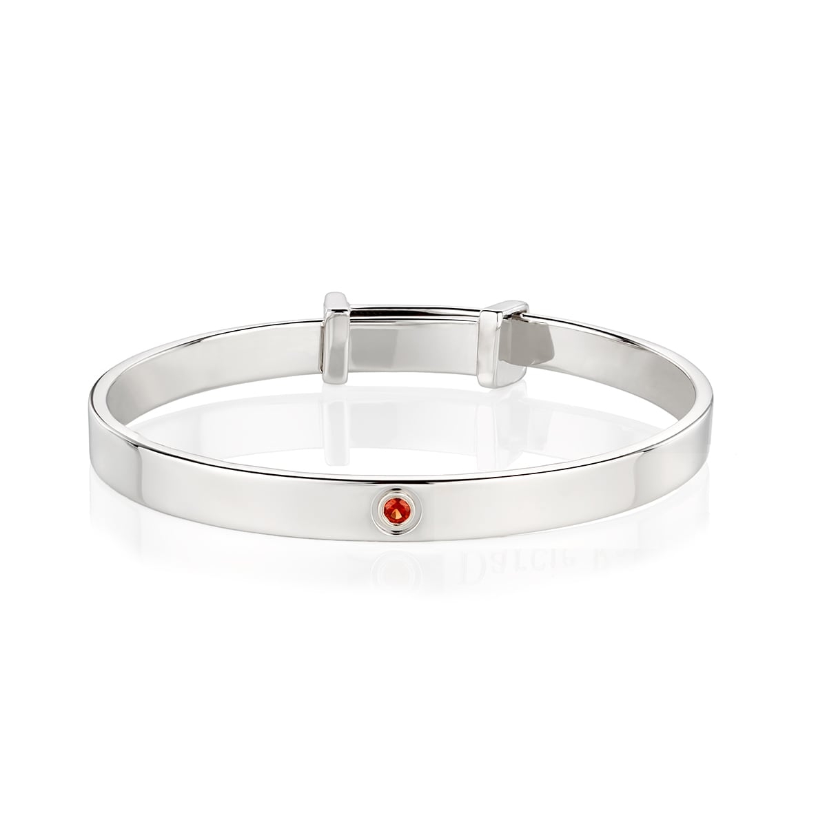 Silver Garnet Christening Baby Bangle -- January Birthstone