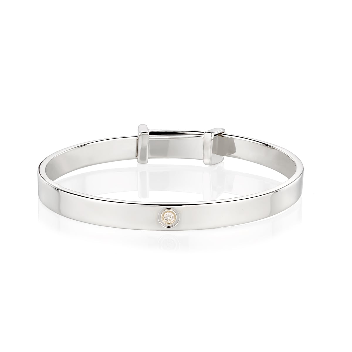 Silver Personalised Baby Bangle -- Forever Diamond