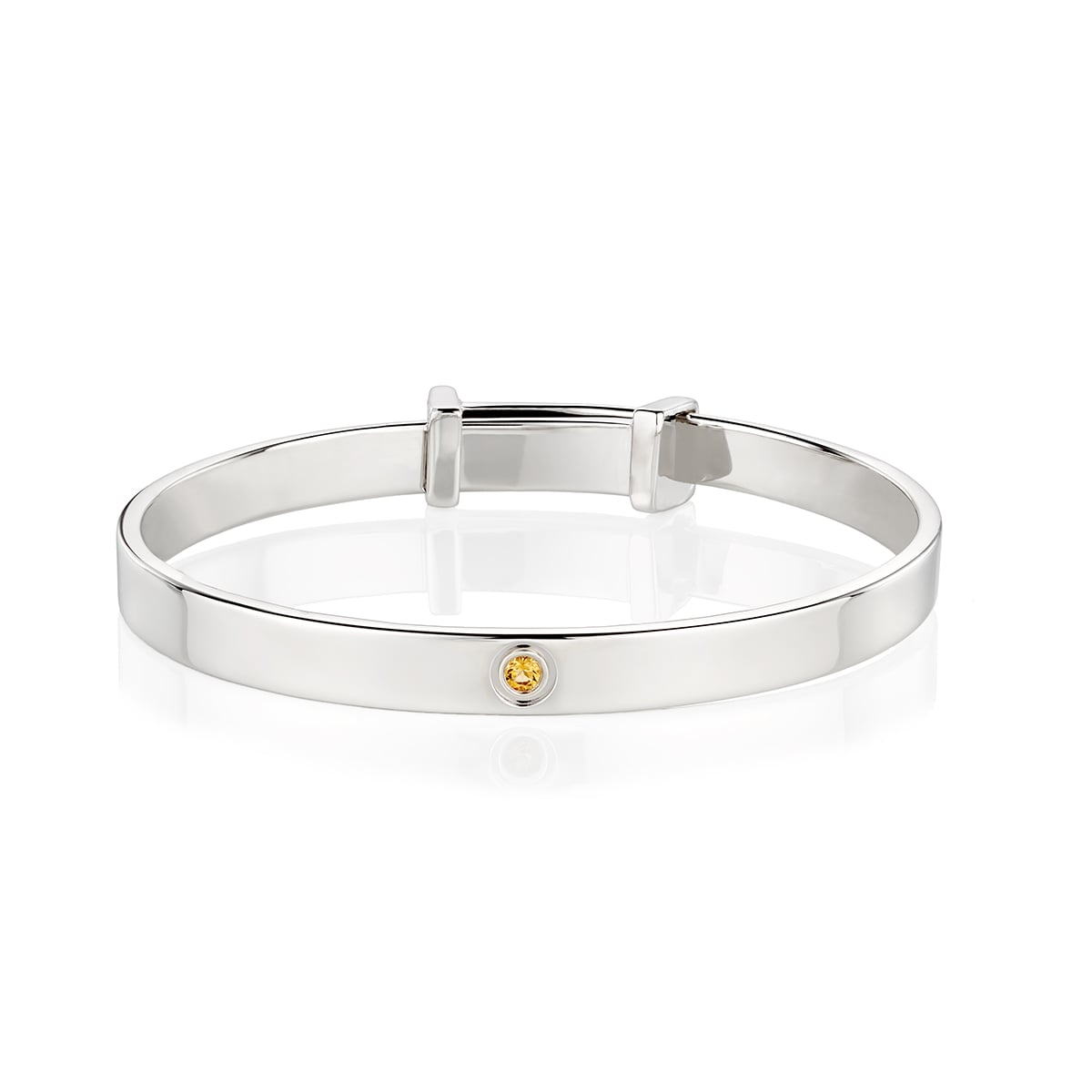 Silver Citrine Christening Baby Bangle - November Birthstone