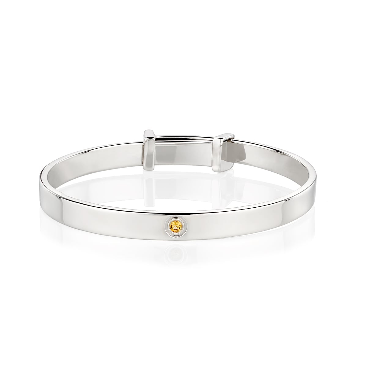 Silver Citrine Christening Baby Bangle -- November Birthstone