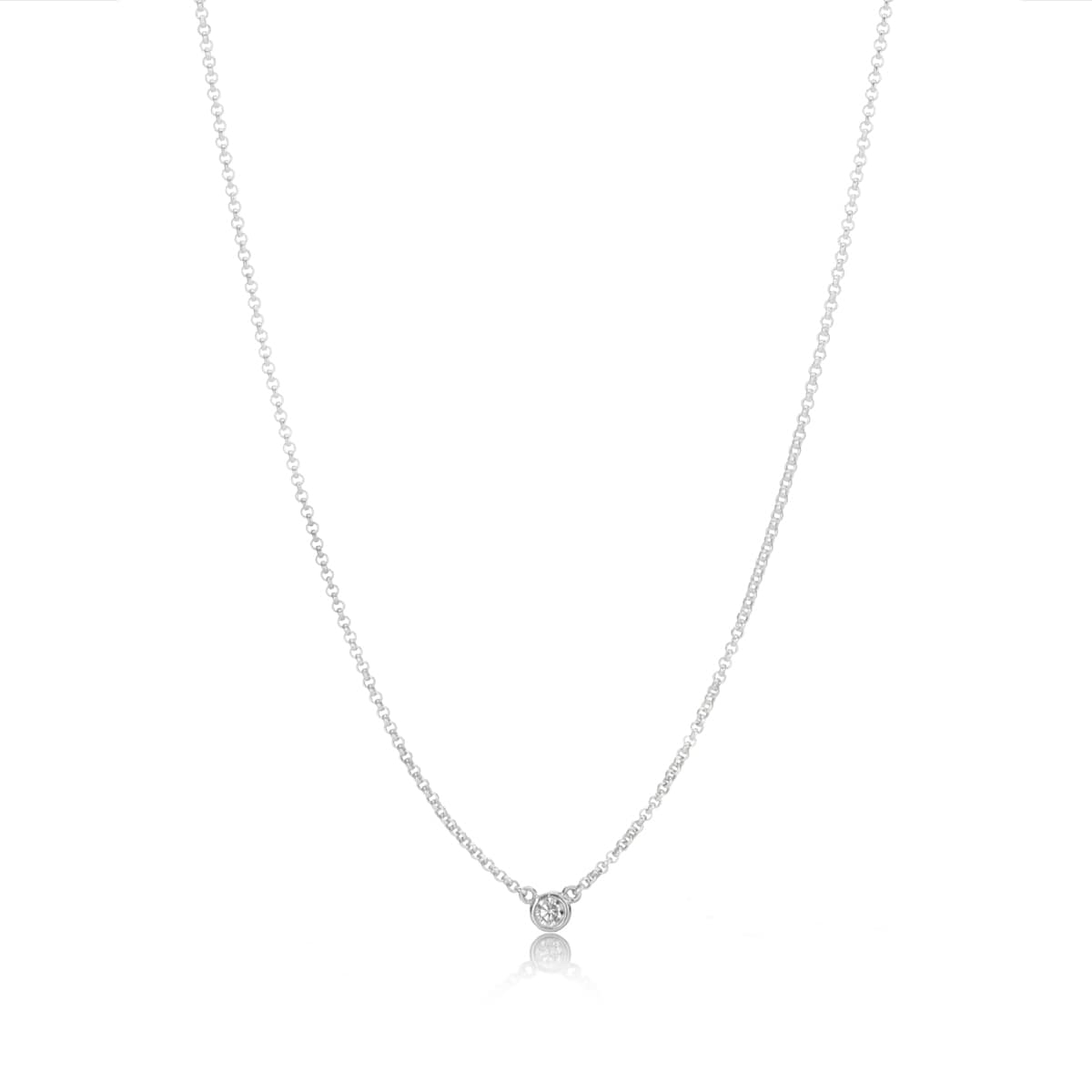 Heirloom Solitaire Diamond Silver Necklace