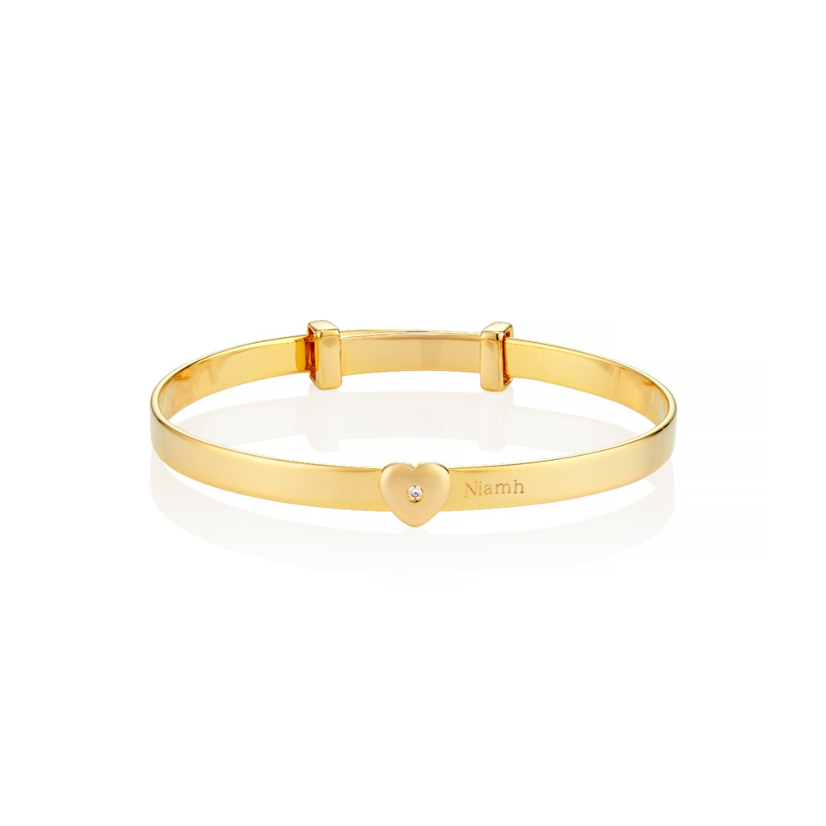 Gold Personalised Diamond Baby Bangle  -- Baby Love