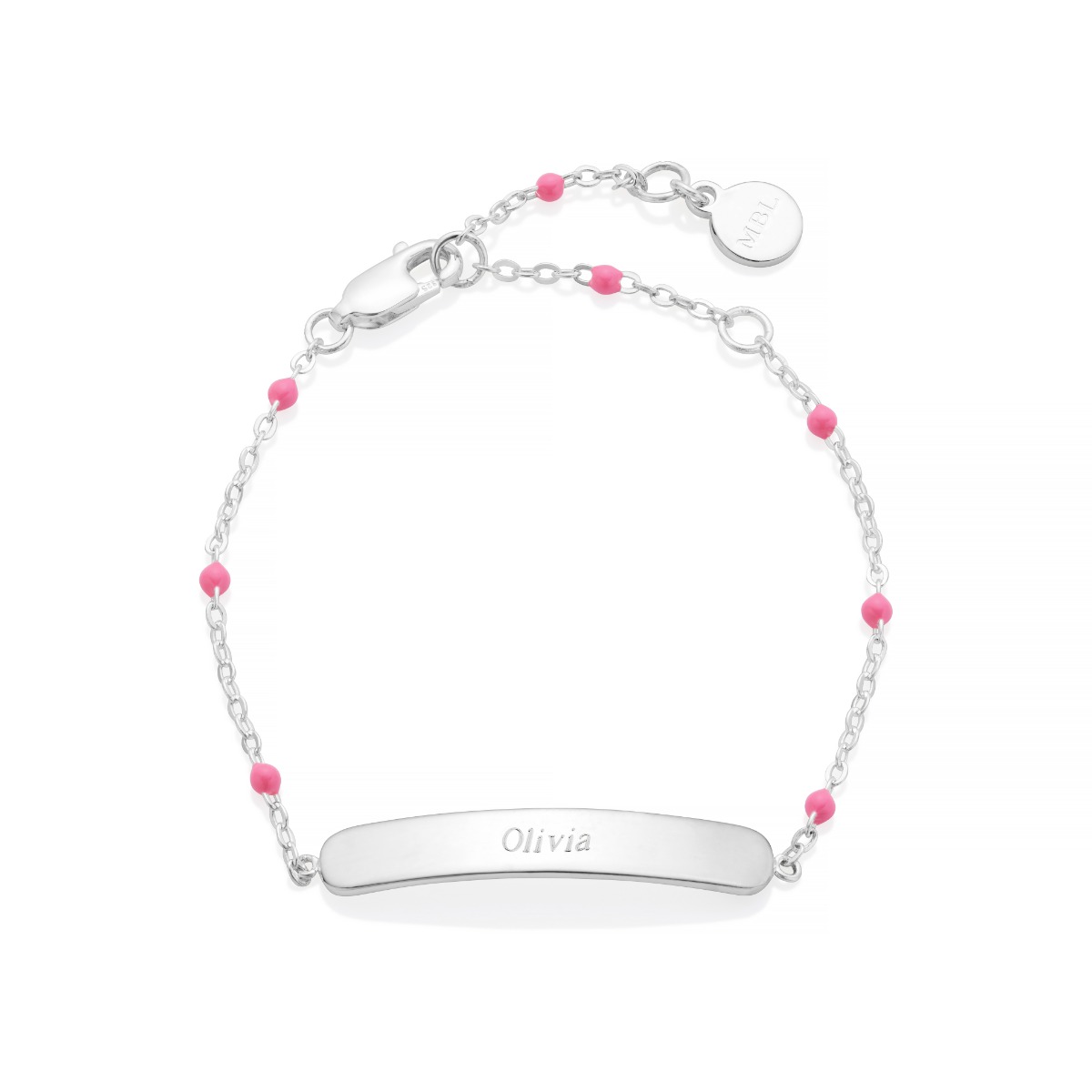 Little Treasure Pink Sterling Silver Identity Bracelet