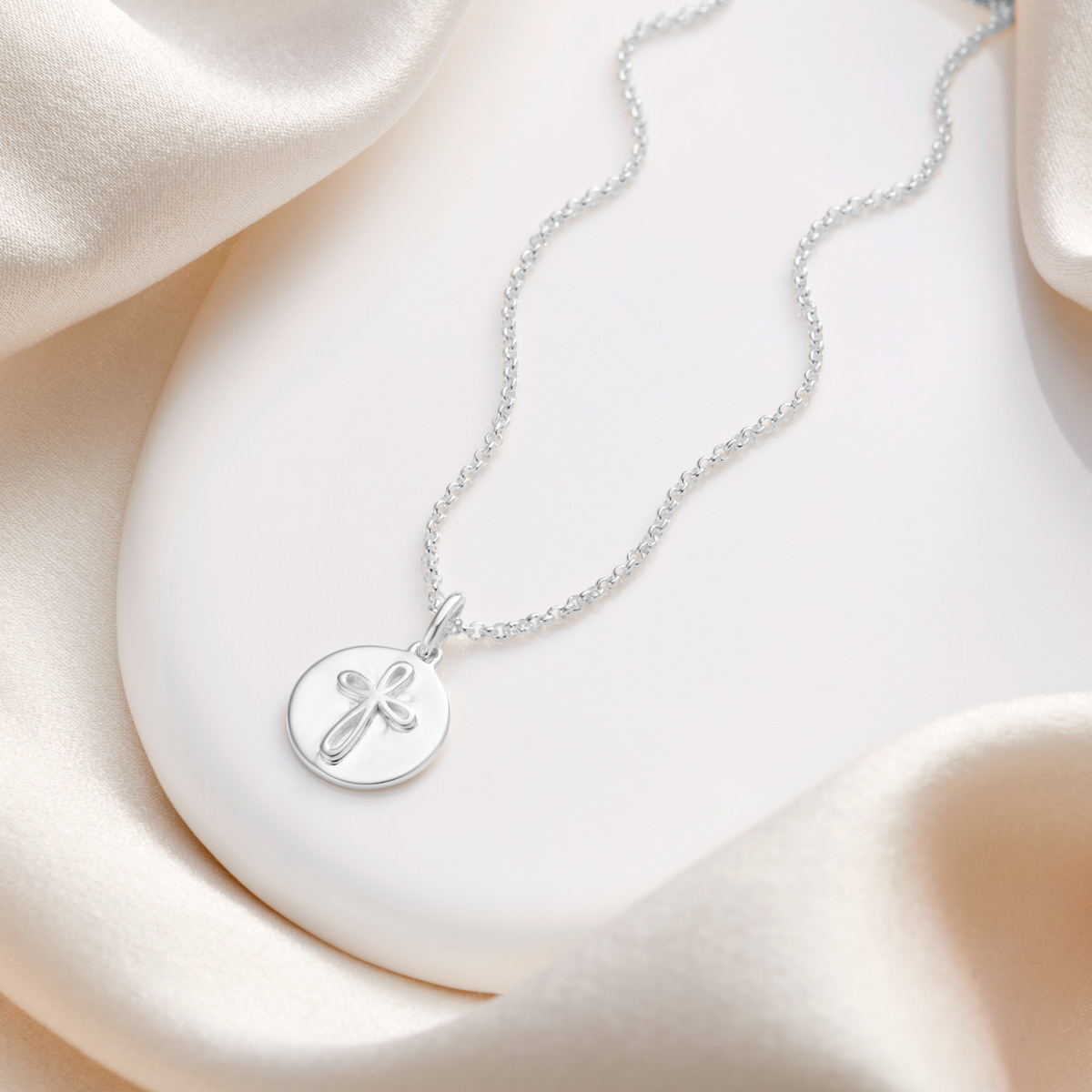 Personalised Sterling Silver Cherish Disc Necklace