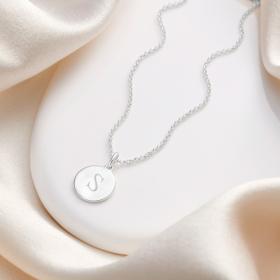Personalized Sterling Silver Cherish Disc Necklace