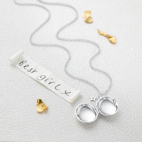Personalized Secret Message Diamond Locket Necklace 