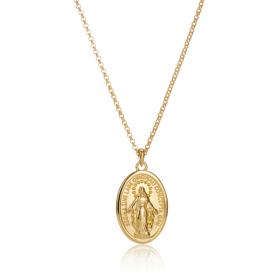 18ct Gold Vermeil Miraculous Mary Watch Over Me Necklace