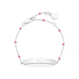 Little Treasure Pink Sterling Silver Identity Bracelet