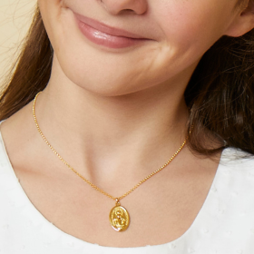 18ct Gold Vermeil Miraculous Mary Watch Over Me Necklace