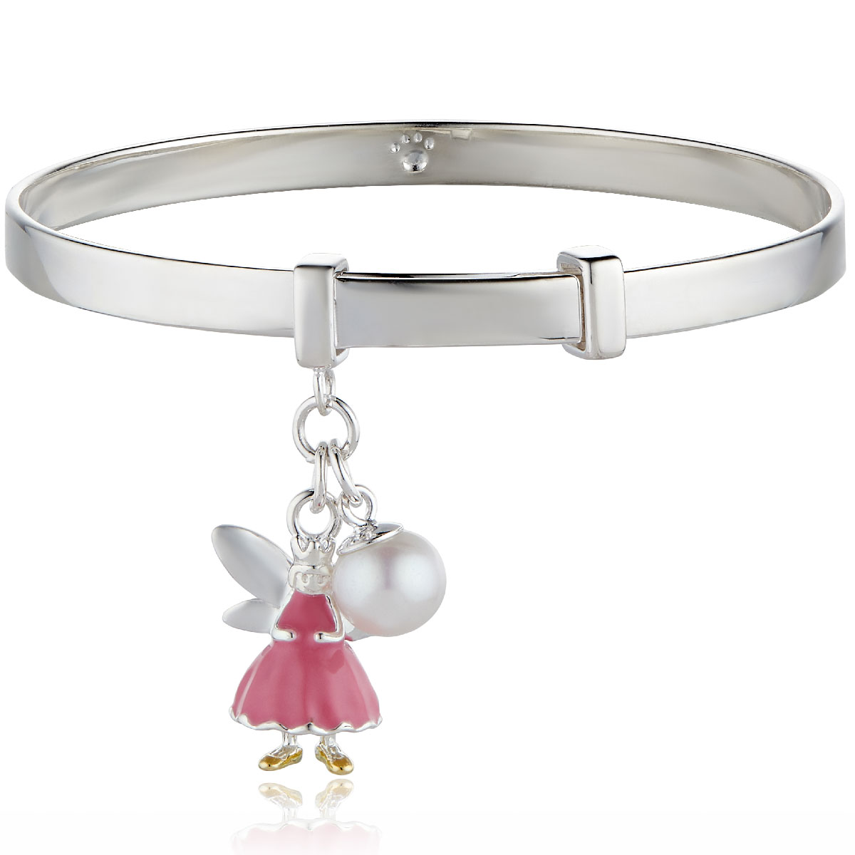 Silver Pink Fairy Baby Bangle - Fairy Wish