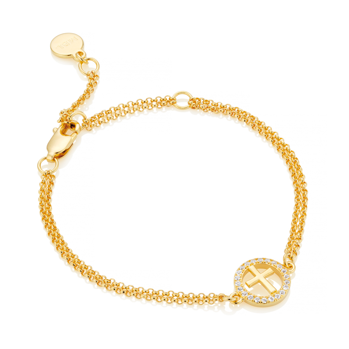 Gold Vermeil White Topaz Halo Cross Bracelet