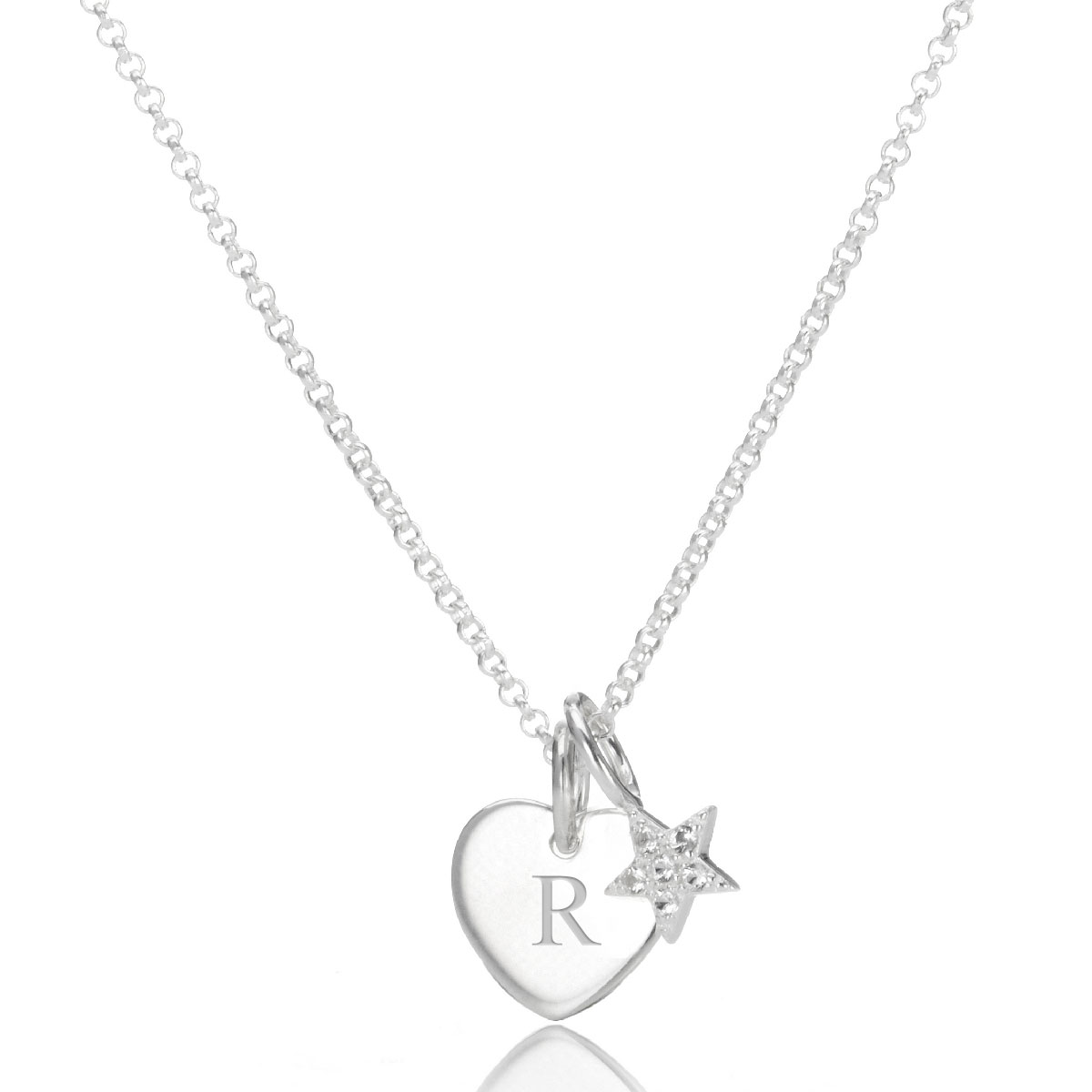 Celeste Personalised White Topaz Star Heart Necklace