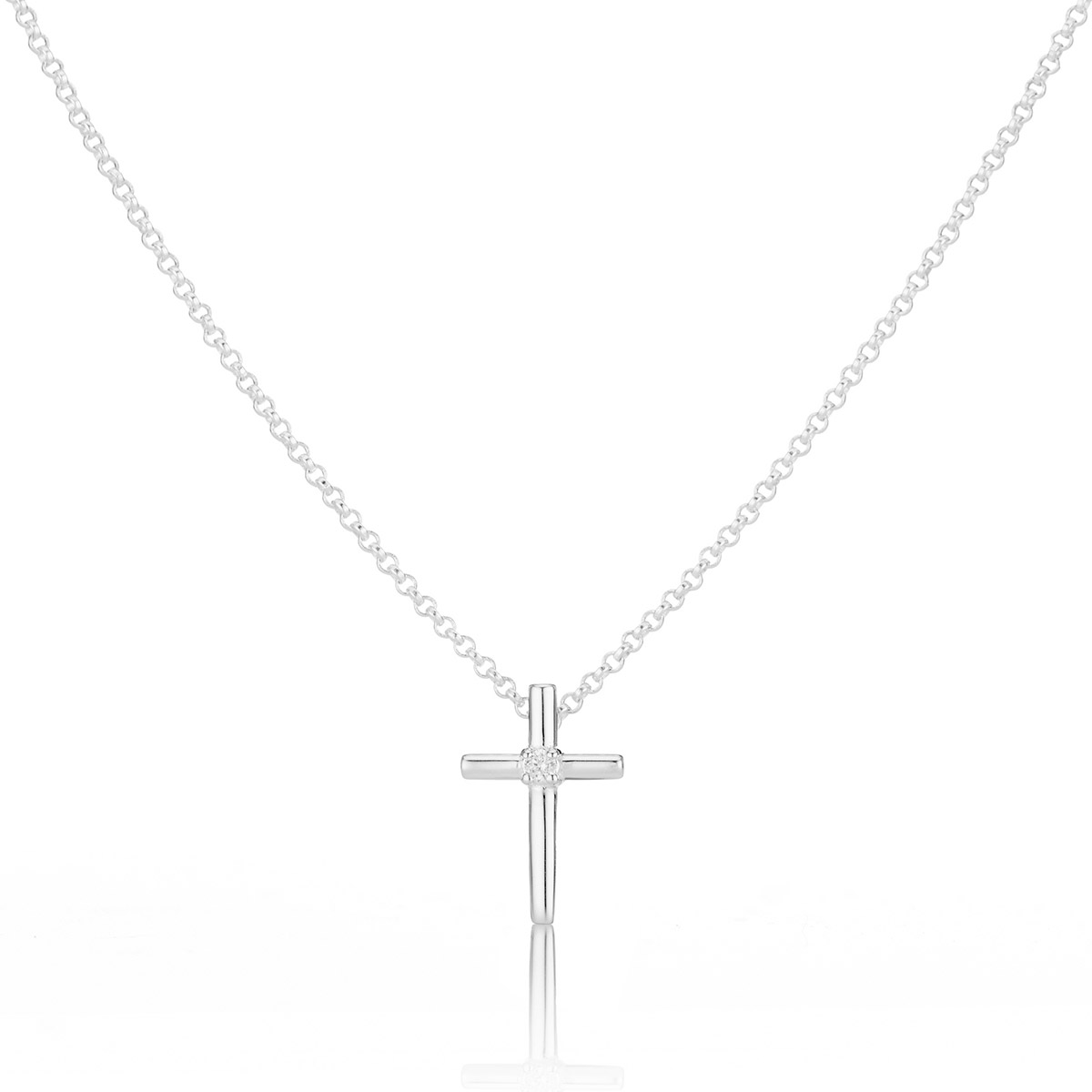 Faith Diamond Rounded Cross Necklace