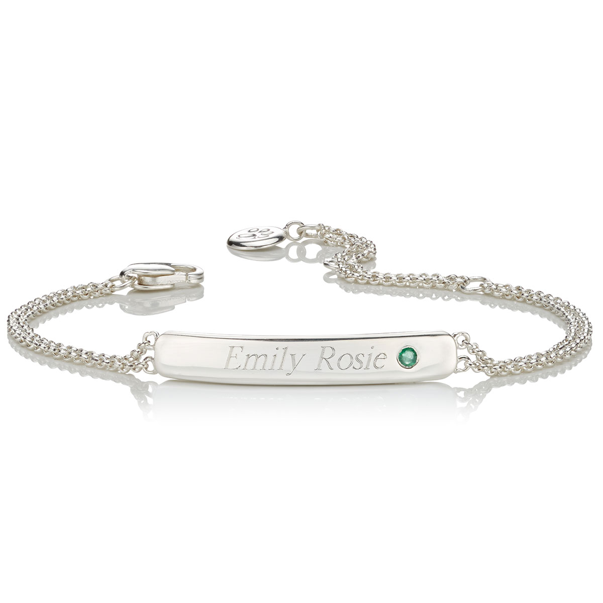 Personalised May Emerald Birthstone Bracelet